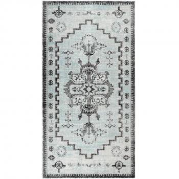 Alfombra de tejido plano al aire libre 80x150 cm verde y gris