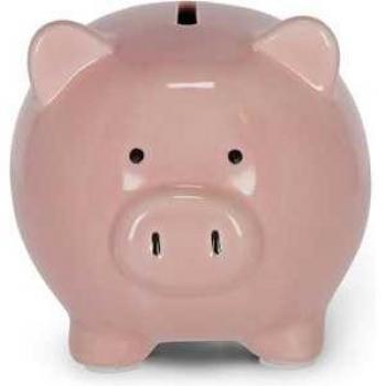 Hucha Legami Happy Piggy - Hucha de cerdo rosa, diseño divertido y colorido, fabricada en cerámica, con ranura para monedas en la parte superior y tapa extraíble en la base para facilitar el acceso a las monedas