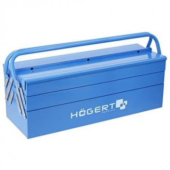 Maletín de herramientas Högert Technik HT7G078 - Caja de herramientas de metal para herramientas y piezas pequeñas - Dimensiones: 53 cm x 20,5 cm x 20,5 cm x 20 cm - Compartimentos