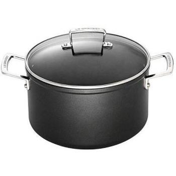 Le Creuset Olla de aluminio antiadherente con tapa, Ø 24 cm, Libre de PFOA, Para todas las fuentes de calor, incluso la inducción, Antracita/Plateado