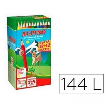 Alpino Festival Lápices de Colores | Economy Pack 144 Unidades | Formato Escolar | Lápices de Colores para Niños | Pack Lápices 132 + 12 Gratis | Dibuja y Colorea con Colores Vivos y Brillantes