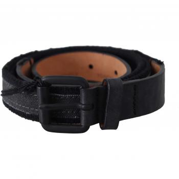 Ermanno Scervino Black Leather Logo Buckle Waist Belt - 95 cm / 38 Inches