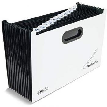 Carpeta Expandible RAPESCO SupaFile Plus, A4+, 13 Compartimentos, Negro/Blanco