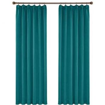 Amazon Brand - Umi Cortinas Térmicas Aislantes Frio y Calor para Dormitorio Matrimonio Salón Hotel Fruncido 2 Piezas 132x242cm Turquesa