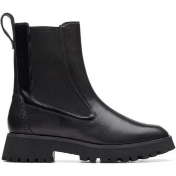 Botín Clarks Stayso Black 26174708 para Mujer, color negro, diseño moderno, material de alta calidad, suela antideslizante, cierre con cremallera lateral y plantilla acolchada para mayor comodidad