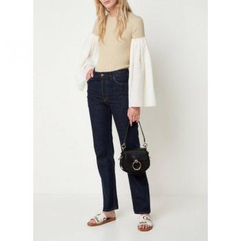 Chloé Tess Small Leather & Suede Shoulder Bag Black ONE SIZE