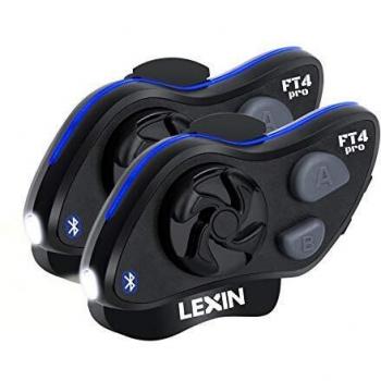 LEXIN 2X FT4 Pro Intercomunicador Casco Moto con Radio FM, Estroboscopio SOS, Sistema de Comunicación Reducción de Ruido, Navegación y Teléfono,Distancia de intercomunicación 2000M para Motocicletas