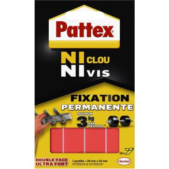 Pattex Ni Clou Ni Vis, Cinta adhesiva de doble cara ,ultrafuertes, pack de 10 pastillas, 20 mm x 40 mm