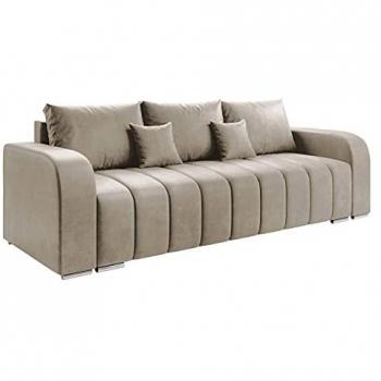 Sofá-cama Muncie 106 con Caja de Ropa de Cama, Tapizado Manila 02, Dimensiones 244x86x90cm