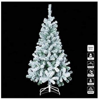 Árbol de Navidad Blanco Flocado con Efecto Nevado y Diseño Elegante de 180 cm