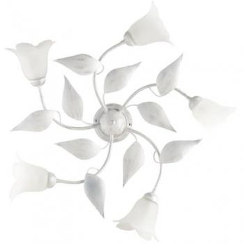 Lámpara de Techo Bonetti Illumina de Hierro Blanco Plateado con Vidrio de Alabastro Blanco, Dimensiones 70x h20 cm, 5 Luces