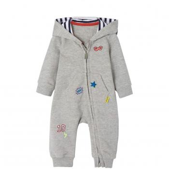 VERTBAUDET Mono para bebé niño de felpa Gris Jaspeado 6M