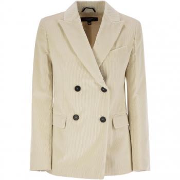 Max Mara Women's White Cotton Velvet Blazer Size 42