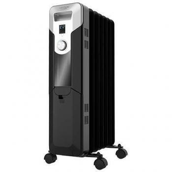 Cecotec Radiador Eléctrico de Aceite 360º Ready Warm 5620 Space Black. 7 Módulos, Bajo Consumo, 1500 W, 3 Niveles de Potencia, Protección contra sobrecalentamiento y antivuelco, Ruedas, 15 m2