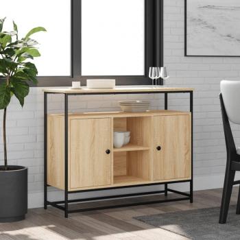 Aparador de madera multicapa roble Sonoma 100x35x80 cm marrón