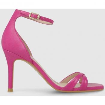 Lodi - Sandalias de tacón alto de mujer en piel color rosa con cierre mediante hebilla