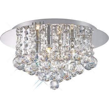 Plafón de diseño Dahlia Cromo Pulido 4 bombillas 18cm, techo al ras, redondo de 350 mm, cromo pulido G9 de 4 luces, cristal