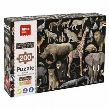 Puzle educativo de animales amenazados de la sabana - 200 piezas