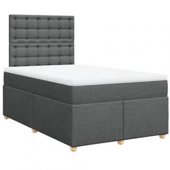 Cama box spring suave con colchón de tela gris oscuro 120x190 cm