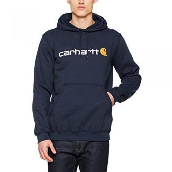 Carhartt Men's Loose Fit Midweight Hoodie with Signature Logo - Navy Blue - XL