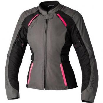 RST Chaqueta de Moto Textil Impermeable para Mujer Ava Neón-Rosa, Gris Rosa, Talla S