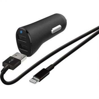 Cargador de coche Wefix Dual USB-A 4,8A con cable Lightning 1m