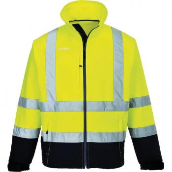 Chaqueta de Alta Visibilidad Bicolor Softshell con Forro Polar Clase 3 Portwest S425 Amarillo/Navy 4XL