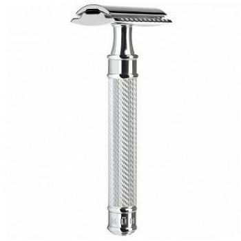 Maquinilla de Afeitar Clásica Mühle R89 Grande Peine cerrado, Máquina De Afeitar Tradicional Chrome, diseño elegante y clásico, cabezal de peine cerrado para un afeitado suave y seguro, fabric