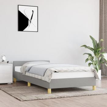 Cama con cabecero de tela gris claro 80x200 cm