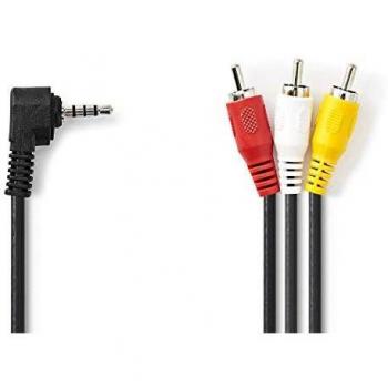 Cable de audio 3.5mm a 3 x RCA de 1 metro color negro