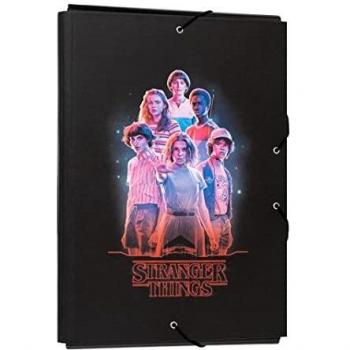 Grupo Erik Carpeta solapas Stranger Things - Carpeta A4 - Carpeta clasificadora escolar/Carpeta portafolios - Carpeta clasificadora cartón - Carpeta gomas A4 - Producto con licencia oficial