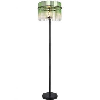 Lámpara de pie Gorley de cristal verde y negro mate, 1 bombilla E27, dimensiones DxH 38 x 152 cm