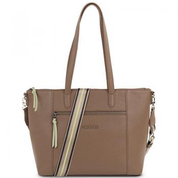 Lois Crandell Bolso de Hombro para Tablet Taupe - Bolso Shopper Mujer Mediano de Polipiel con Porta Tablet 316281