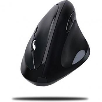 Adesso iMouse E30 - 2.4 GHz Wireless Vertical Programmable Mouse, RF Wireless Optical Mouse, 2400 DPI, Right Hand, Black, with Pressoirs Wheel