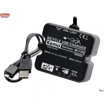 Kemo M172N - Regulador de carga USB para bicicleta, 5W, color negro
