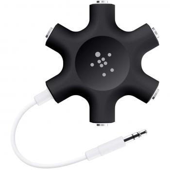 Belkin F8Z274BTBLK - Distribuidor para auriculares para smartphones/mp3/tabletas, 5 x jacks de 3.5 mm, negro