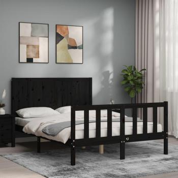 Cabecero de cama negro de madera maciza 140x190 cm