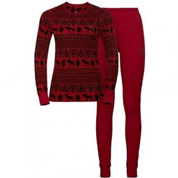 Odlo Active Originals Warm - Set de Ropa para Mujer, Mujer, 195691, Red Dahlia - Black, Large