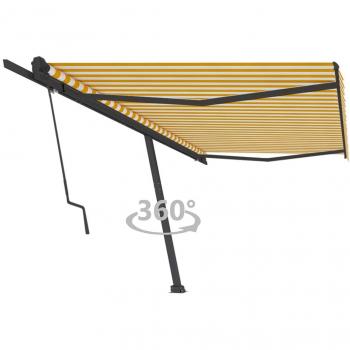 Toldo auto-pendiente blanco y amarillo automático de 500x350 cm