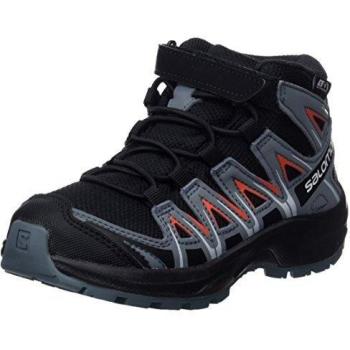Salomon XA Pro 3D Mid Climasalomon Waterproof Kids, Zapatillas de Trail Running, Black-Stormy Weather-Cherry Tomato, 28 EU