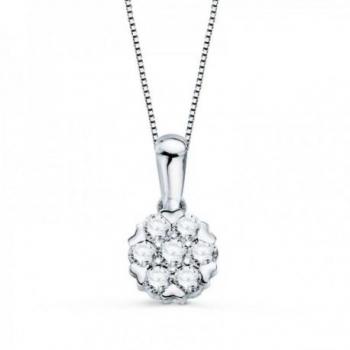 Gargantilla Oro Blanco 18k Mujer con Colgante de 7 Diamantes
