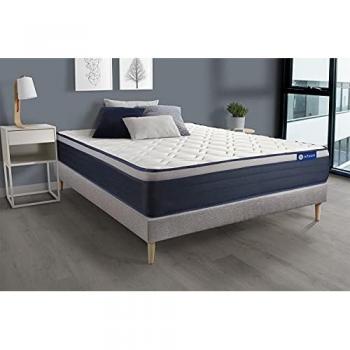 Kit Sommier y Colchón Actiflex Max 160x200 cm - 26 cm de Espesor - Molle Ensacadas y Memory Foam - Firme - Color Gris
