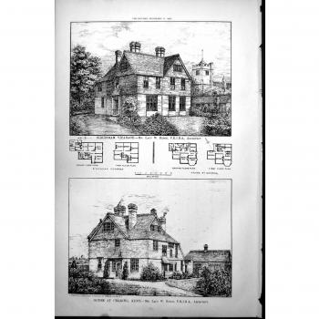 Imprima al Arquitecto De Encaje 1887 1083L153 de Ridge de los Planes de Charing Kent de la Casa de la Vicaría de Sidlesham