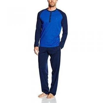 Hom Charming Pyjama long Jersey col rond boutonné-Conjunto ropa deportiva Hombre    azul Large