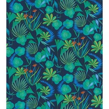 Papel Pintado Rasch Salsa Floral 10.05 x 0.53 m Negro Verde Azul Tejido No Tejido