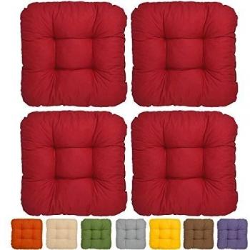 Set de 4 cómodos cojines para sillas - Con colchón extra gordo - 50x50x8 cm - Rojo