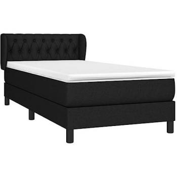 Cama box spring con colchón tela negro 90x200 cm