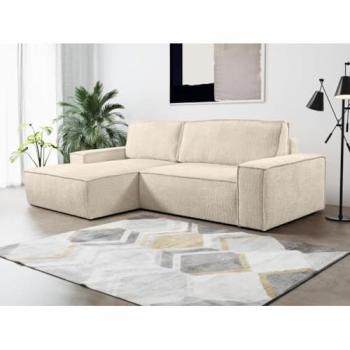 Sofá cama rinconera de tela bouclette beige AMELIA de PASCAL MORABITO - Ángulo Izquierdo