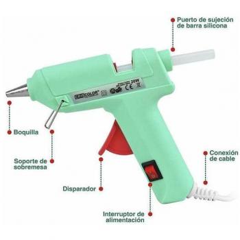 Pistola de silicona caliente Creative 20W con interruptor on/off y accesorios