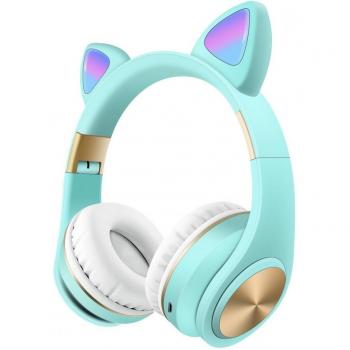 Auriculares Inalámbricos Bluetooth 5.0 Plegables Estéreo con Diseño de Gato y Micrófono para Juegos y Teléfono PC
